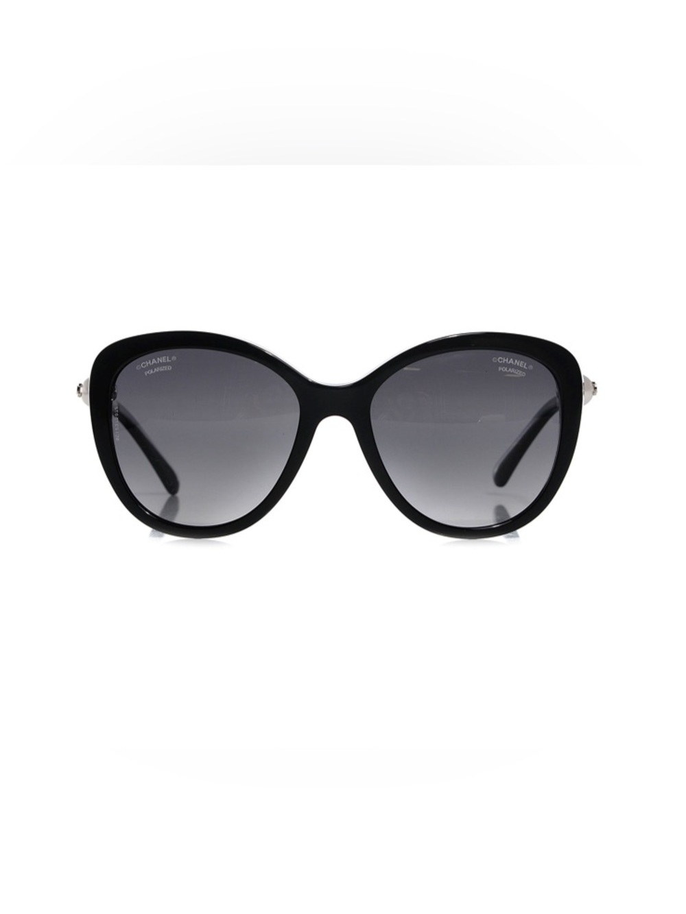 PRE-LOVED CHANEL Pearl Polarized Winter Butterfly Sunglasses, Black